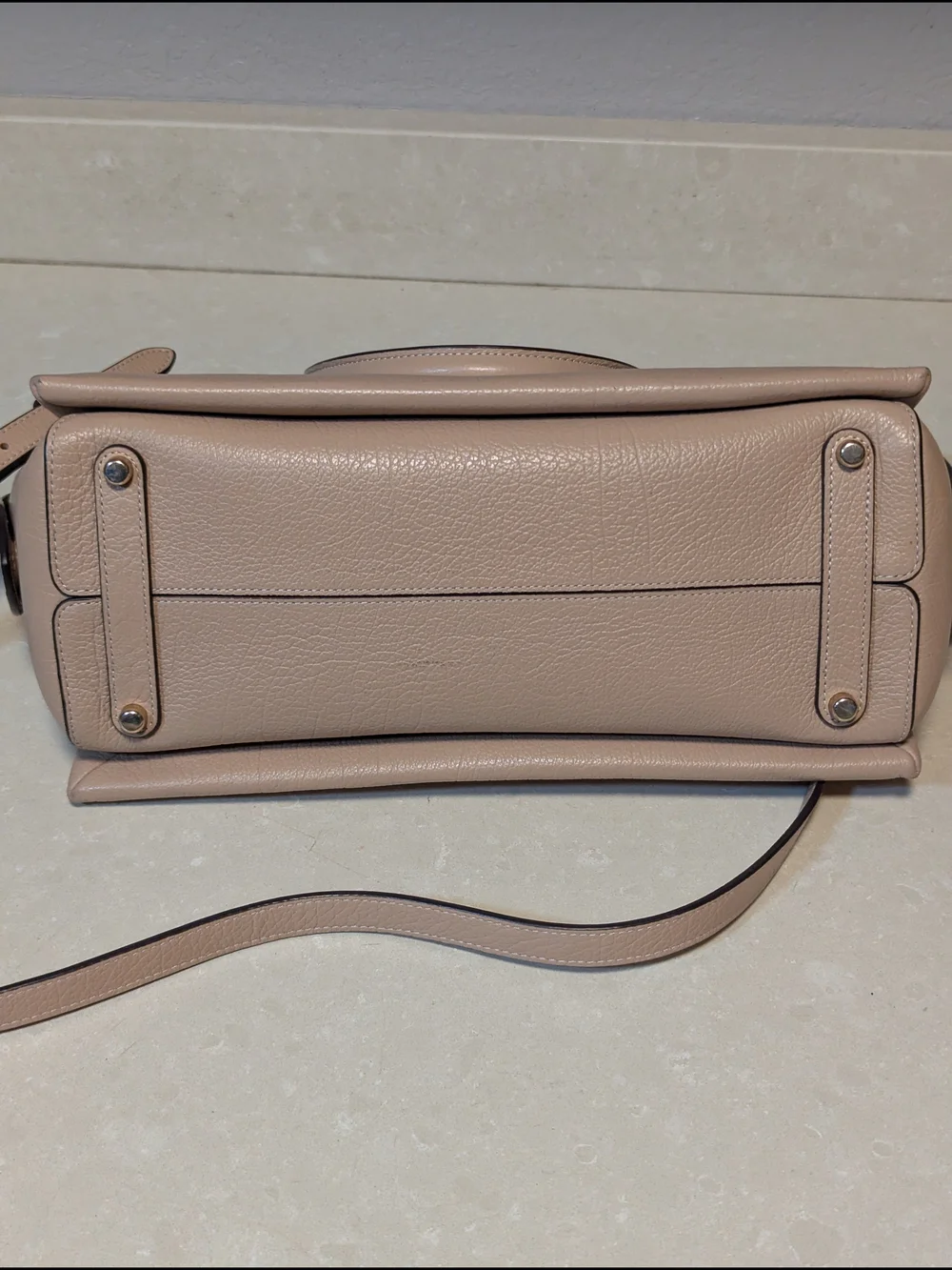 Coach Beachwood/Gold Pebble Leather Dome Satchel -